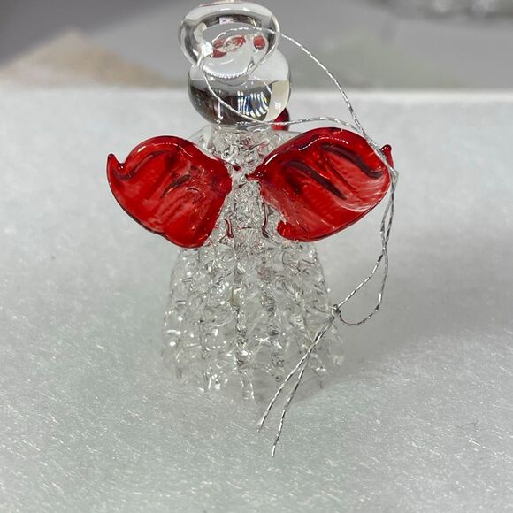 Vintage 2” hand blown spun glass Angel holding a heart ornament. - Picture 2 of 6